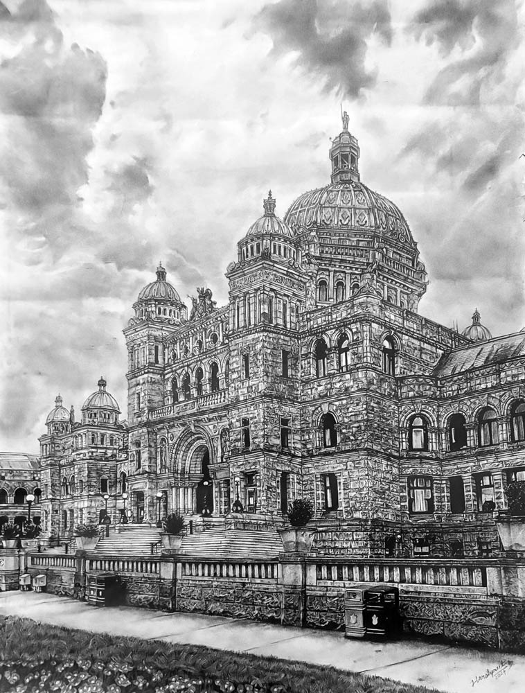 Handmade-Legislative-Assembly-of-BC-Victoria-Artist-Harshpreet-Kaur-Graphite-Drawing.jpg