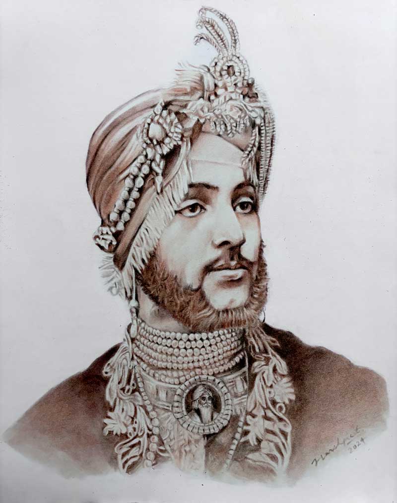 Maharaja Duleep Singh Sepia Drawing