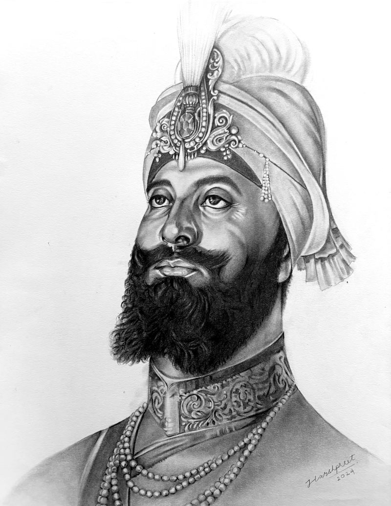 Guru Gobind Singh Ji Graphite Drawing